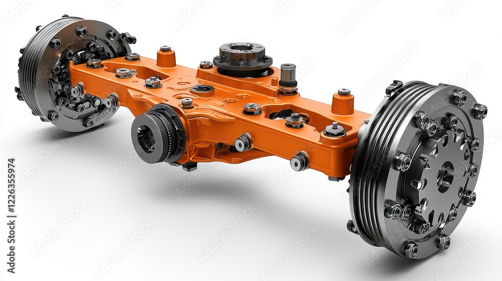 High-Precision Orange Engineered Industrial Axle Assembly