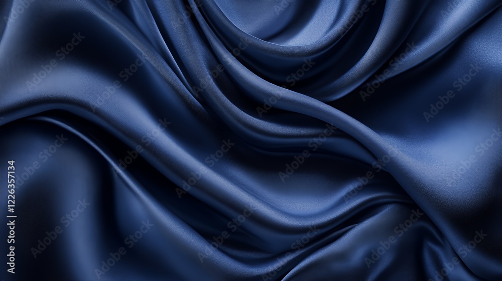 Fototapeta premium Elegant Draped Blue Silk Fabric Texture Background
