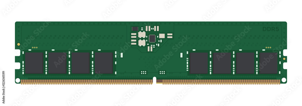 DDR5 Random access memory. RAM memory art illustration isolated on white background