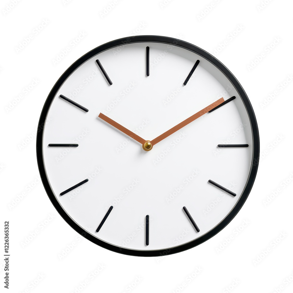 Modern clock with white background and minimal design. transparent background Modern clock with white background and minimal design. transparent background