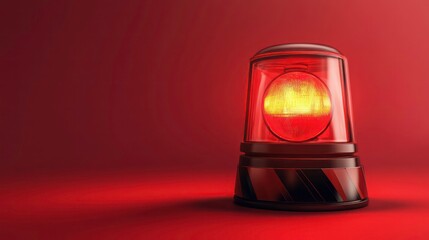 flash Red siren light on isolated background .
