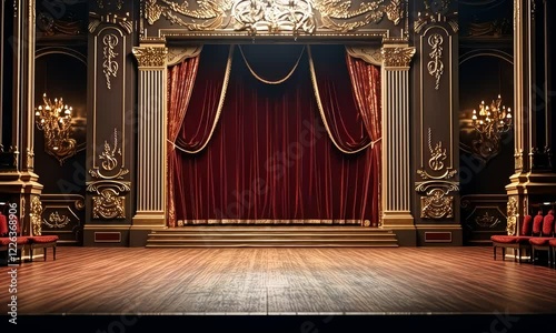 Grand Stage Background of close curtain on night 4k