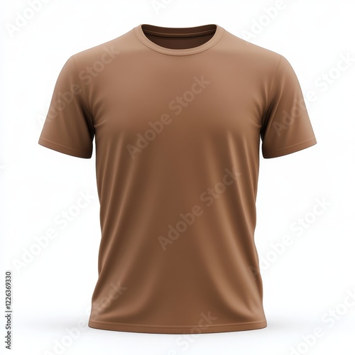 Brown short-sleeve t-shirt mockup on white background.