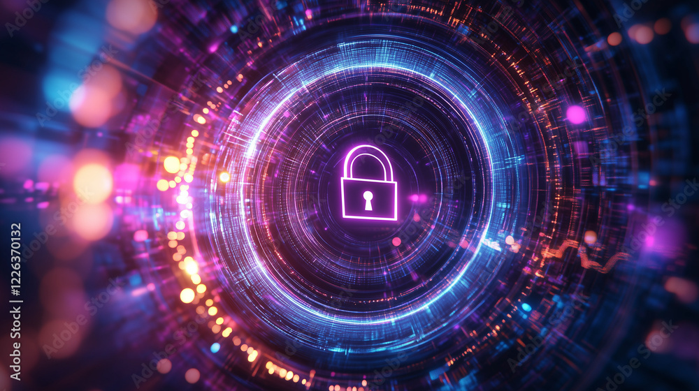 Fototapeta premium Cyber Security, Data Protection in a Digital Network Background