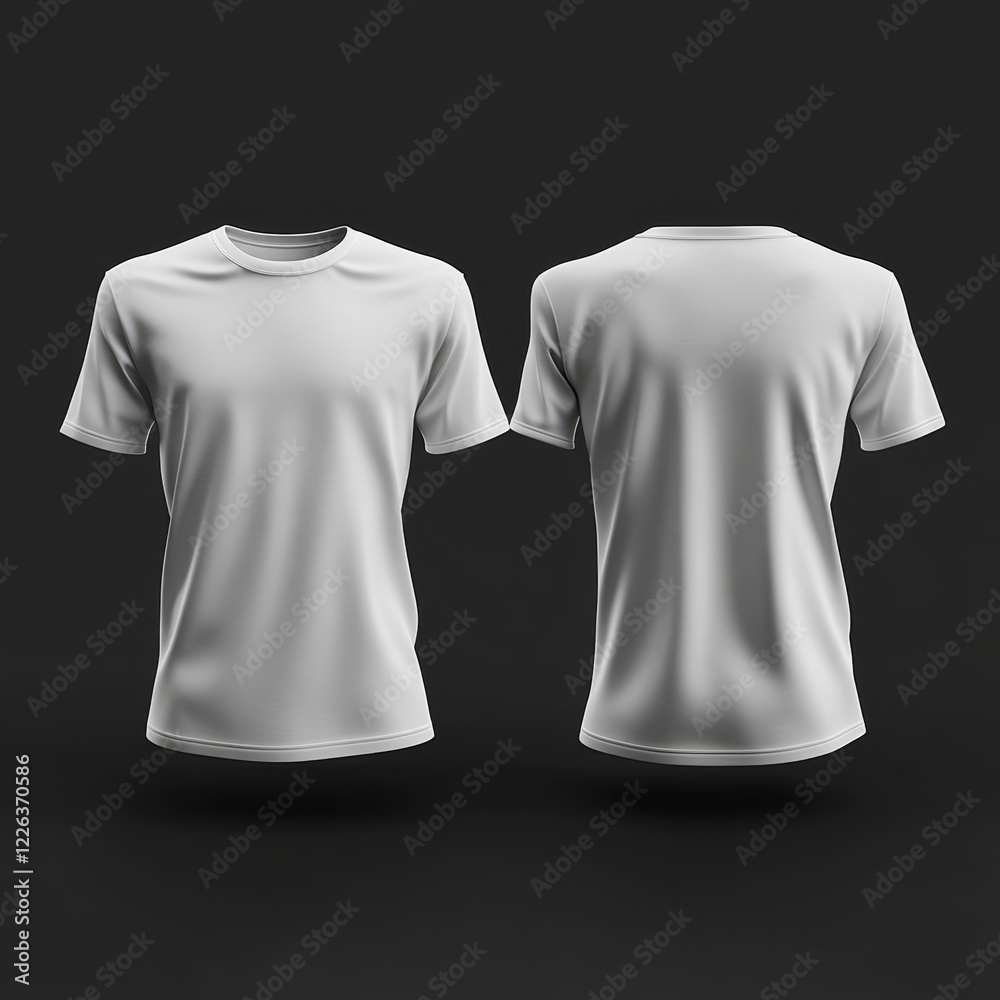 White t-shirt mockup, front and back views, isolated on black background. (1) White t-shirt mockup, front and back views, isolated on black background. (1)