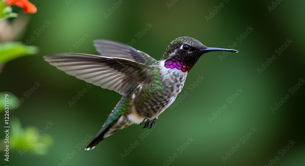 Stunning Hummingbird in Flight Green Background Wildlife Photography Stunning Hummingbird in Flight Green Background Wildlife Photography