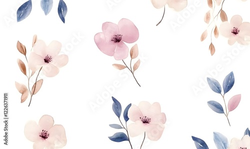Wallpaper Mural watercolor, seamless floral background, Generative AI Torontodigital.ca