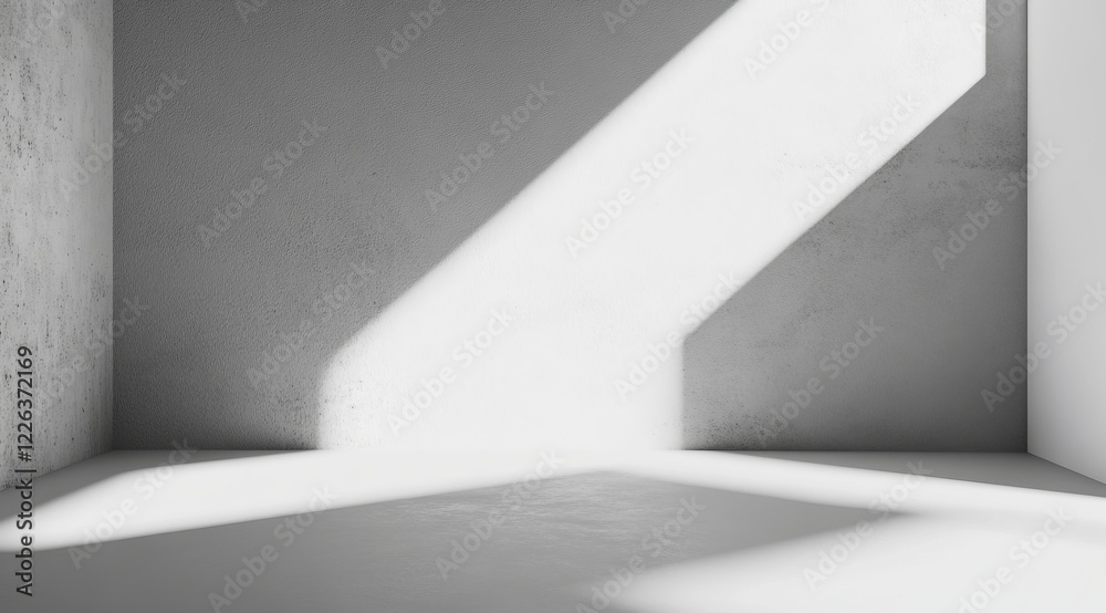 Sunlit minimalist empty concrete room interior. Sunlit minimalist empty concrete room interior.