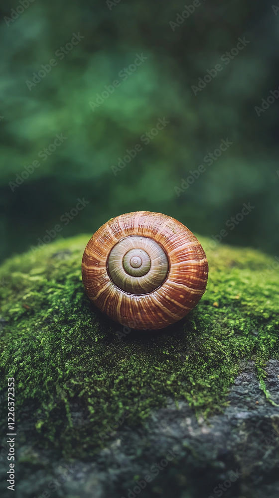 Snail Shell on Mossy Rock: A Nature's Beauty - Phone Wallpaper Snail Shell on Mossy Rock: A Nature's Beauty - Phone Wallpaper
