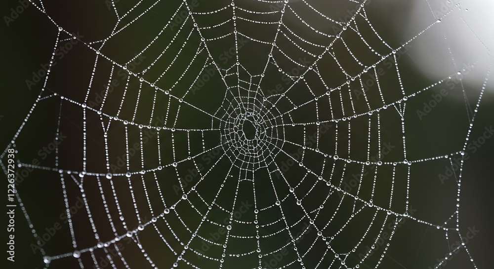 Fototapeta premium Dew-covered Spiderweb Nature Photography