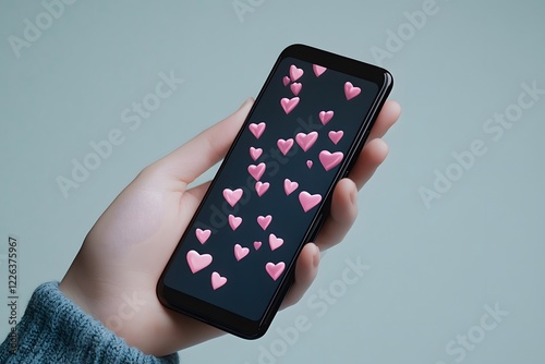 Wallpaper Mural Creative Social Media Concept: Notifications and Star Icons Flying Out from Smartphone in Hyper-Realistic Style Torontodigital.ca