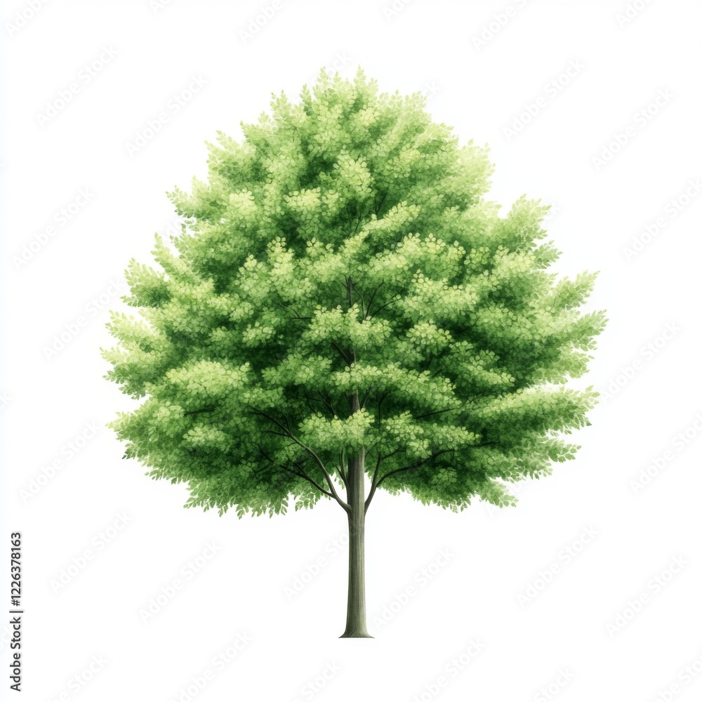 Obraz premium Lively green tree nature scene digital art minimalist style top view environmental beauty