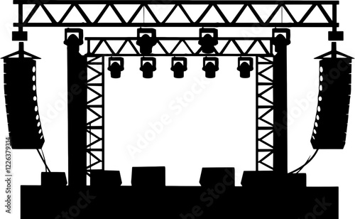Concert stage event silhouette