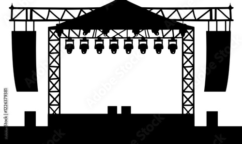 Concert stage event silhouette