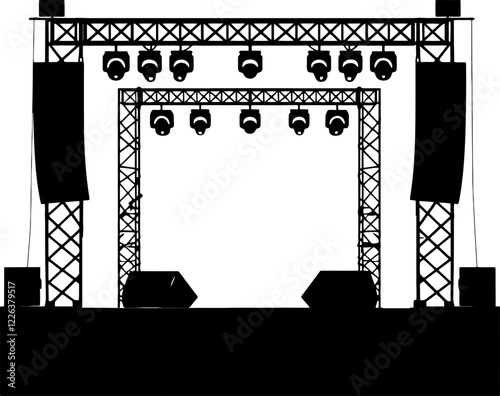 Concert stage event silhouette