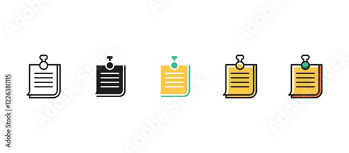 Flat sticky notes icon for stationery, office supplies, reminders, note-taking, organization, productivity, planning, and memo concepts in vector illustration for business and personal use.