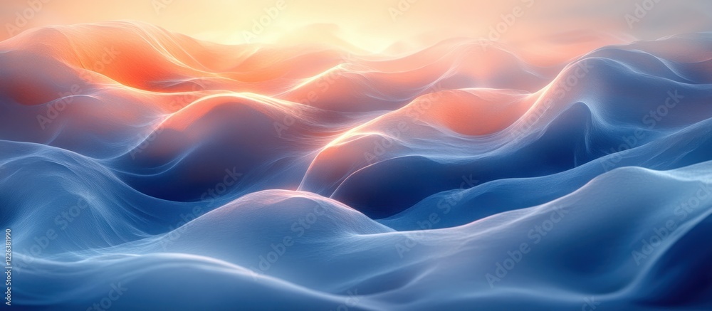 Obraz premium Flowing Blue Waves Minimalist Abstract Design