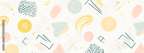 Abstract pattern with colorful geometric shapes on light background