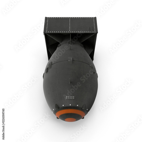 3D realistic PNG atomic nuclear bomb isolated on a white background. B 41 Nuclear weapon, Atomic rocket air bomb, Soviet Thermonuclear Bomb