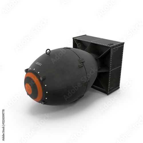 3D realistic PNG atomic nuclear bomb isolated on a white background. B 41 Nuclear weapon, Atomic rocket air bomb, Soviet Thermonuclear Bomb