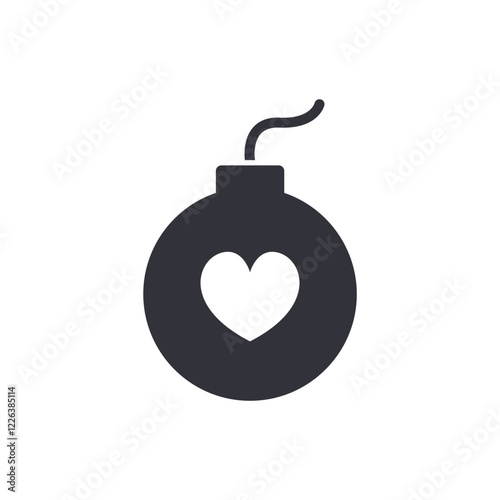 Love bomb solid icons, minimalist vector illustration ,simple transparent graphic element .Isolated on white background