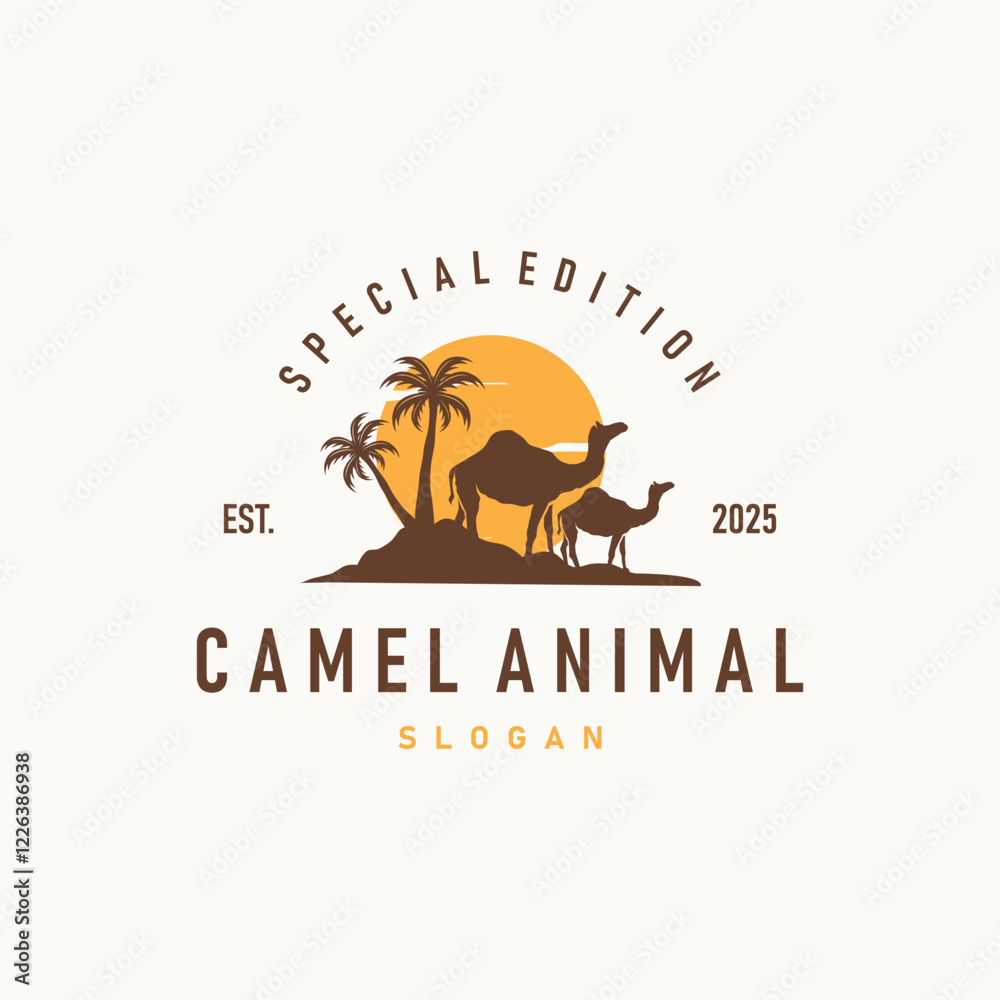 Fototapeta premium caravan design camel logo silhouette desert animal simple minimalist template icon symbol