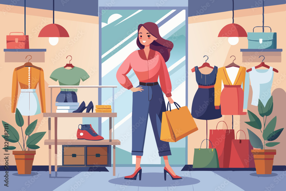 A woman shopping in a boutique house A woman shopping in a boutique house