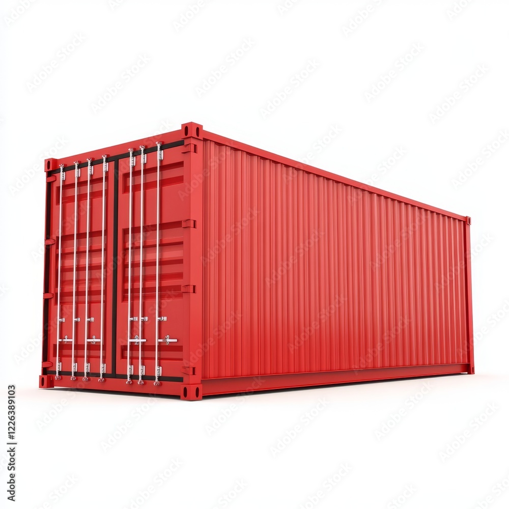 Red shipping container isolated on white background. (1) Red shipping container isolated on white background. (1)
