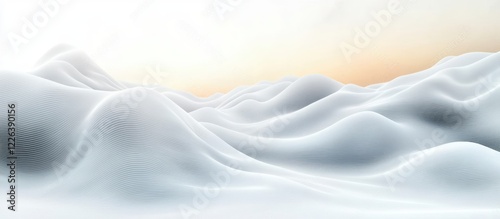 Minimal Abstract White Landscape with Wavy Lines and Soft Light
