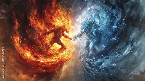 Fiery Inferno vs. Glacial Leviathan A Clash of Elemental Titans