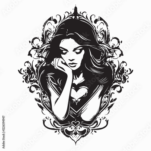 Sad Woman Experiencing Heartbreak, Captured in a Deeply Emotional Vector Illustration of Sorrow