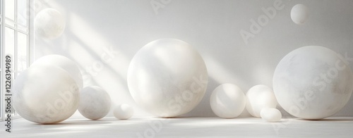 Minimalistic Soft White Spheres Background for Modern Design
