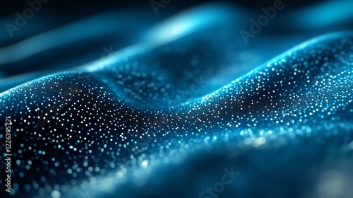 Abstract Blue Particle Waves Flowing Gently. AI Generated