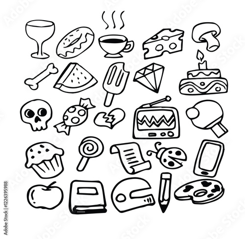 Collection of hand drawn cute doodles doodle vector image	