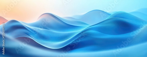 Abstract Blue Wave Design Smooth Flowing Curves Modern Background Minimalistic Style