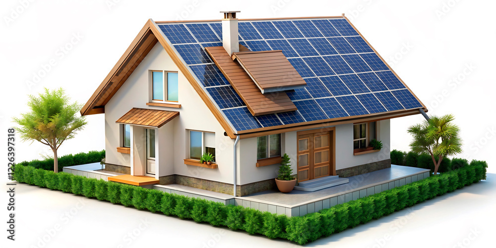 Fototapeta premium house with solar panels on roof