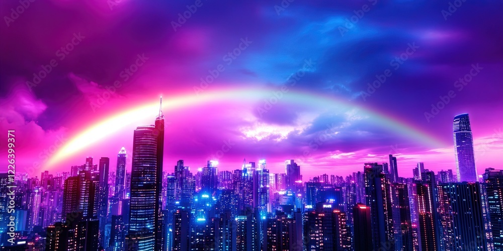 Fototapeta premium rainbow over city 