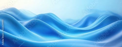 Abstract Blue Wave Background with Smooth Curves and Gradient Lighting