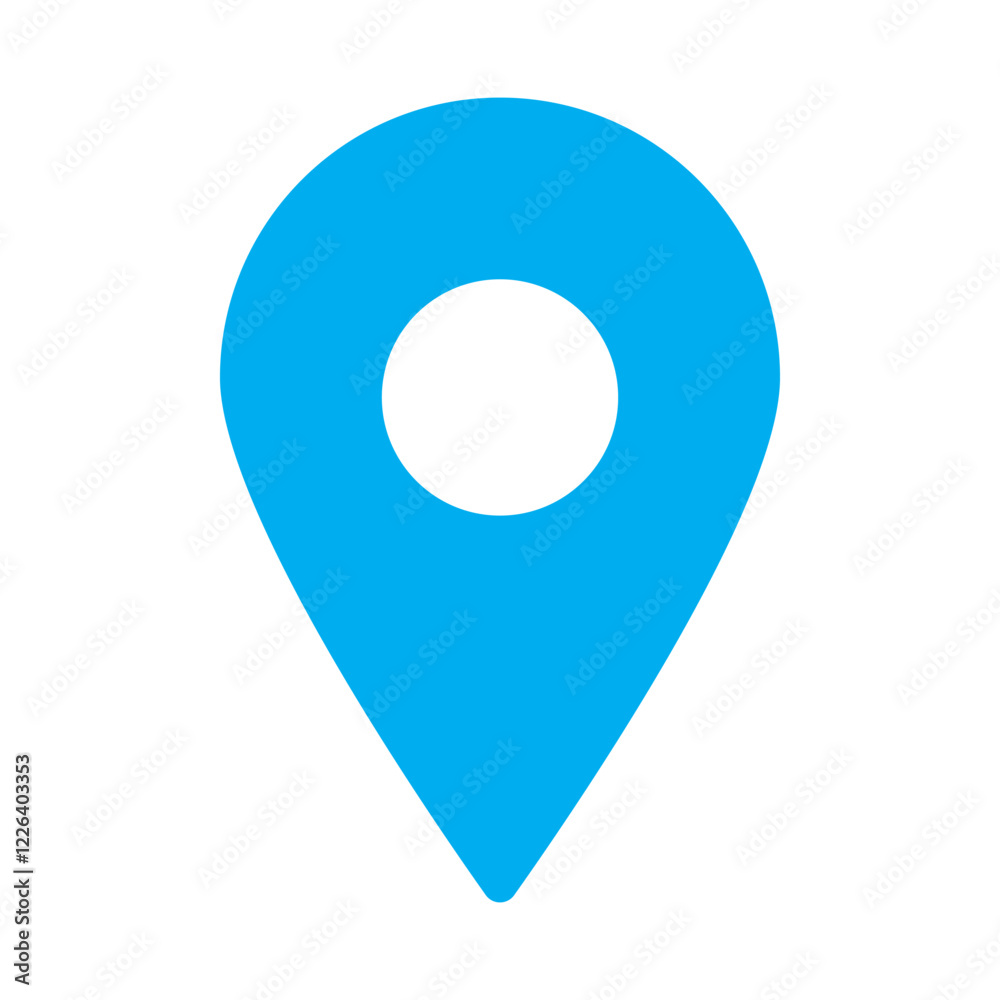 Location or map pin symbol vector illustration. Simple blue pinpoint icon for websites, GPS navigation, apps, and business cards. Location or map pin symbol vector illustration. Simple blue pinpoint icon for websites, GPS navigation, apps, and business cards.
