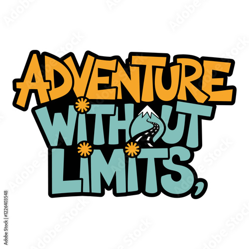 Adventure Without Limits Inspirational Design with Mountain and Compass Elements