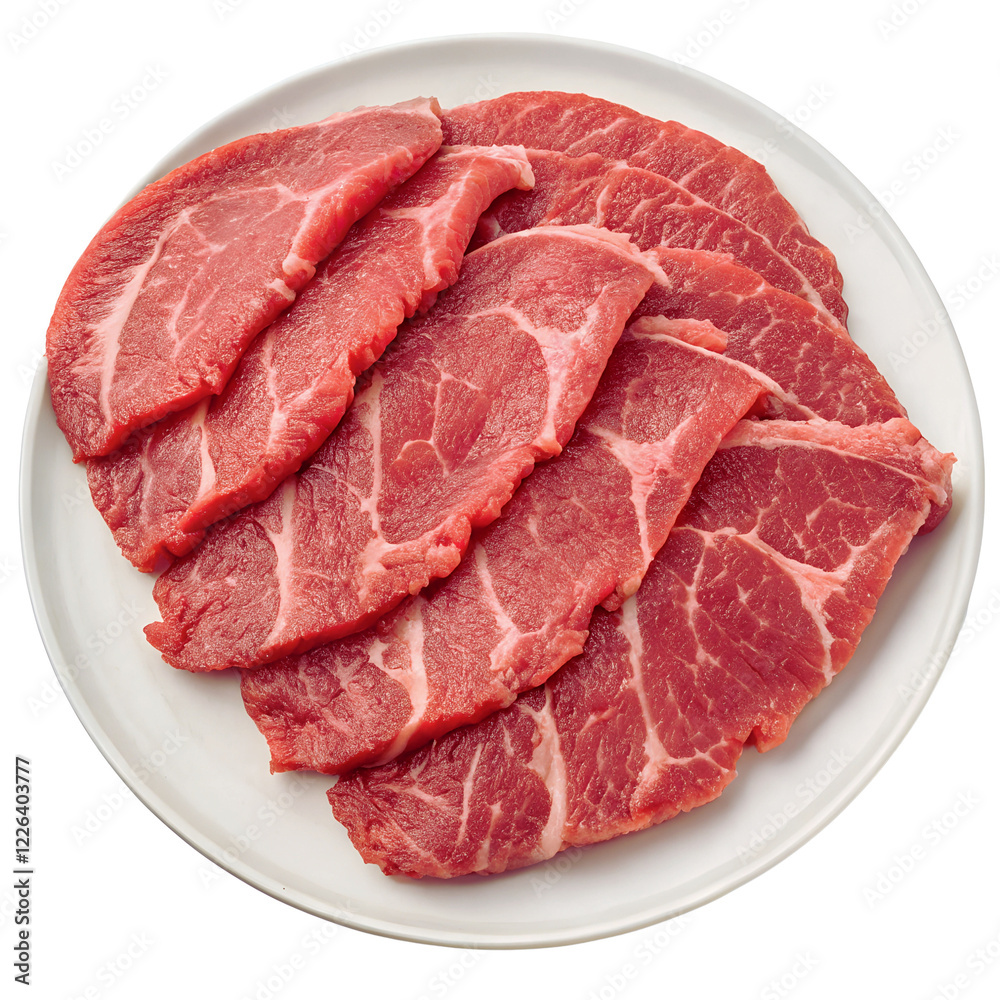 Raw beef meet steak, slices & chunks isolated on transparent or white background. Raw beef meet steak, slices & chunks isolated on transparent or white background.