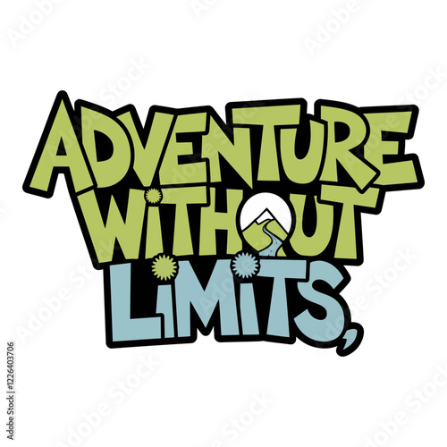 Adventure Without Limits Typography T-Shirt Design with Compass and Mountain Elements