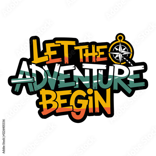 Let the Adventure Begin Motivational Typography Design with Compass Icon for Travelers