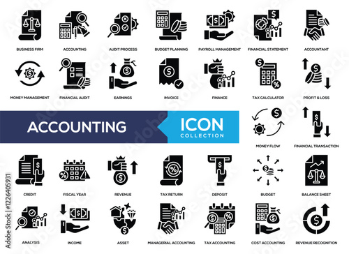Accounting Black Glyph Icon Collection