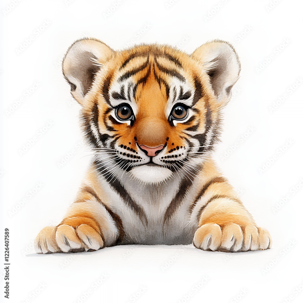 Obraz premium Adorable Tiger Cub Portrait: A Sweet and Innocent Baby Animal Image