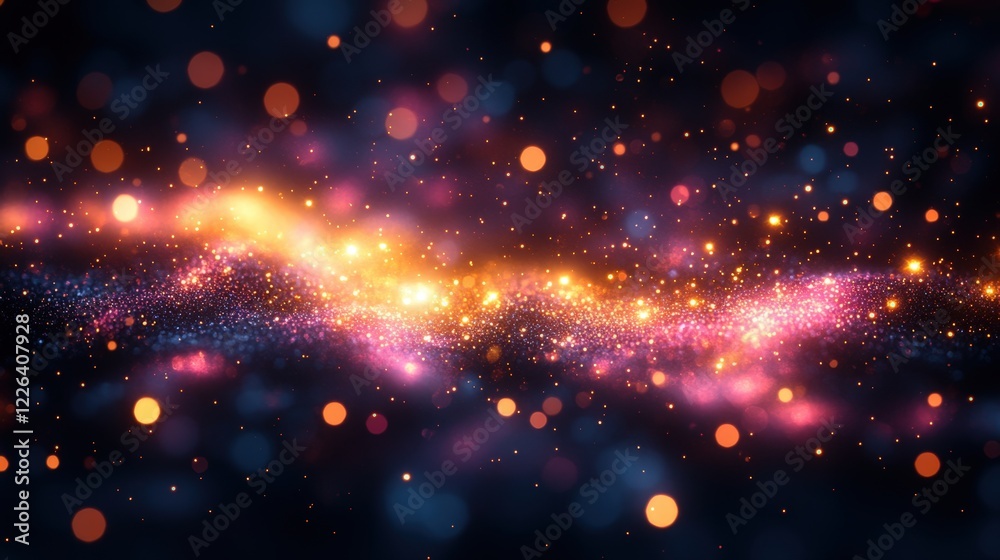 Fototapeta premium Abstract Dark Background with Colorful Glitter and Bokeh Lights
