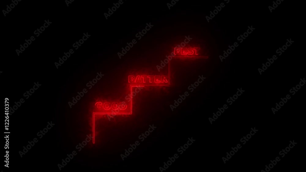 Neon Good to Better to Best Concept. Businessman marks steps labeled Neon Good to Better to Best Concept. Businessman marks steps labeled