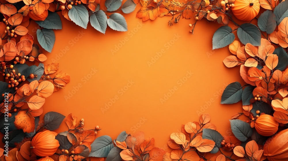 Fototapeta premium Elegant Frame Crafted from Lush Green Leaves and Vibrant Flowers Showcasing Nature's Beauty in a Fresh and Inviting Arrangement Perfect for Artistic Presentation and Decoration
