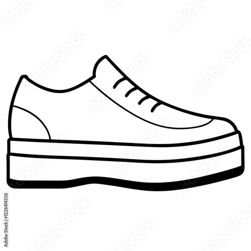 Minimalist Platform Shoe Silhouette on White