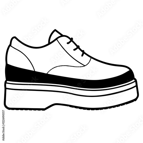 Minimalist Platform Shoe Silhouette on White